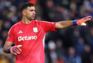 Aston Villa goalkeeper Emiliano Martinez in action
