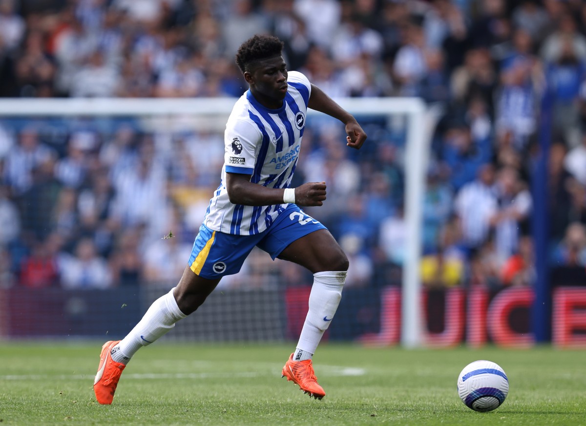 Carlos Baleba in action for Brighton last season