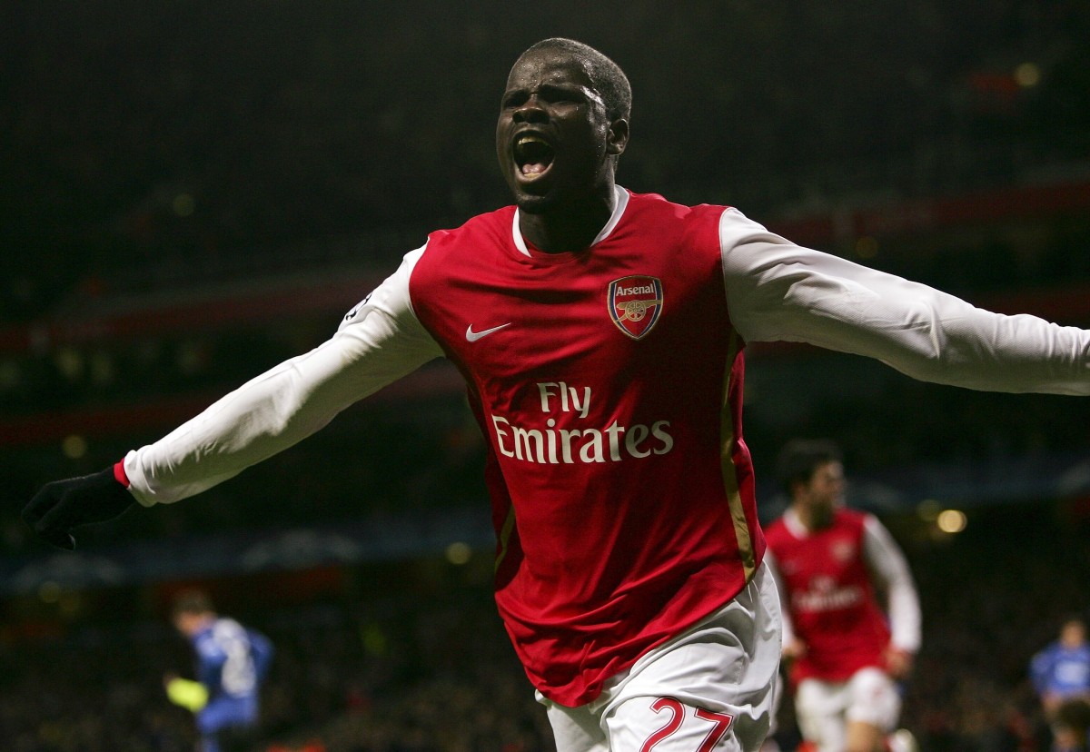 Emmanuel Eboue celebrates a goal for Arsenal