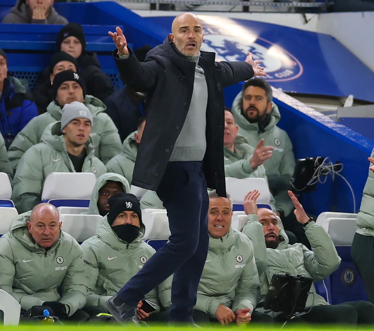 Enzo Maresca gestures during his last game as Chelsea manager