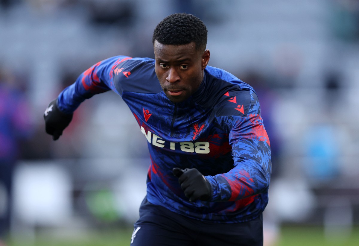 Marc Guehi in the pre-match warm-up with Crystal Palace