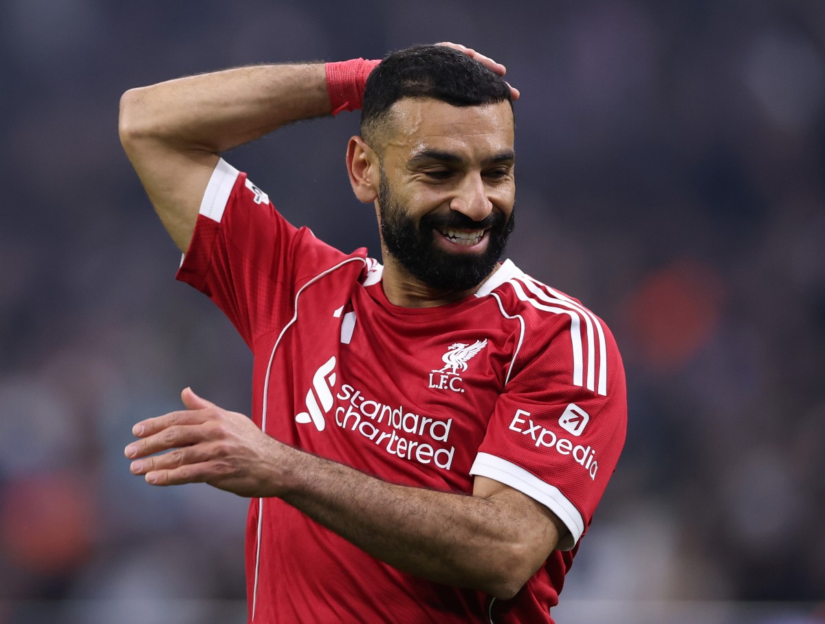 Mohamed Salah reacts during Marseille vs Liverpool