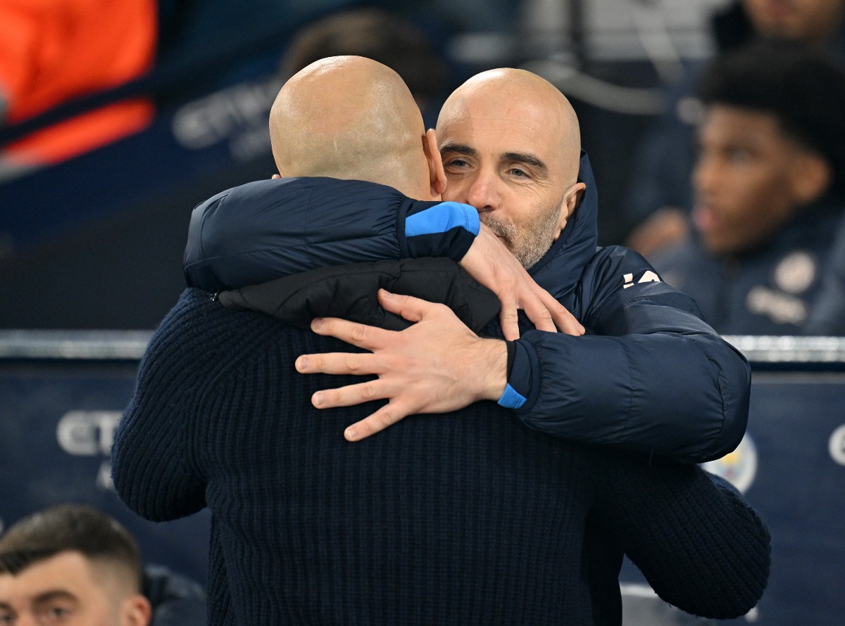 Pep Guardiola and Enzo Maresca embrace