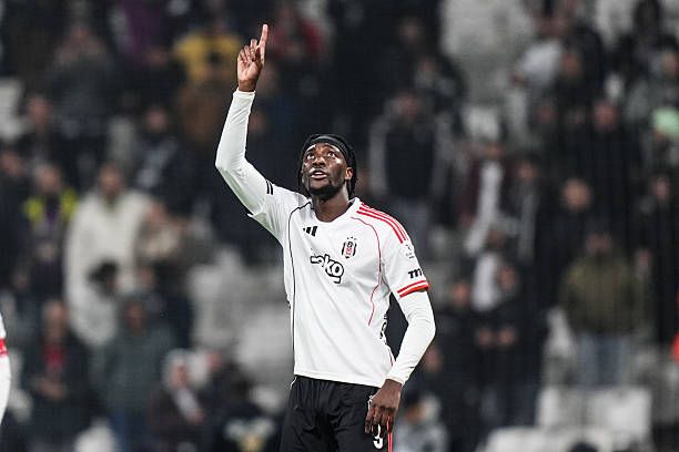 Tammy Abraham of Besiktas celebrates after scoring a goal during Turkish Super Lig week 15 football match between Besiktas and Gaziantep at Besiktas Stadium 