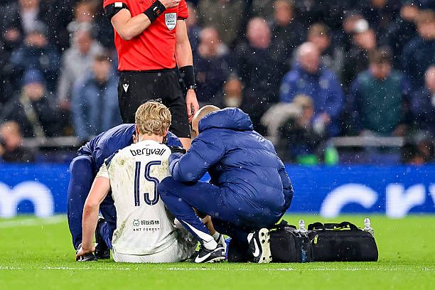 Lucas Bergvall of Tottenham on the ground during the UEFA Champions League 2025/26 League Phase MD7 match between Tottenham Hotspur and Borussia Dortmund 
