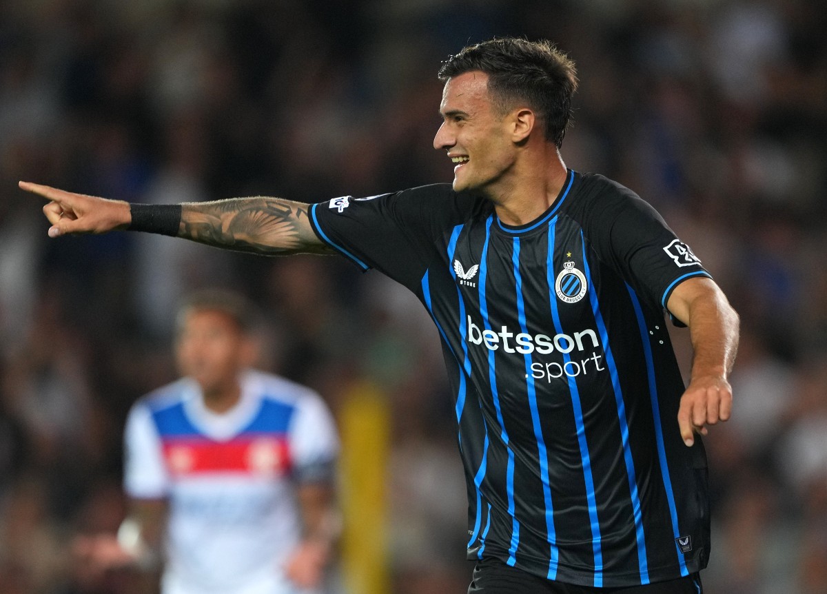 Aleksandar Stankovic celebrates a goal for Club Brugge