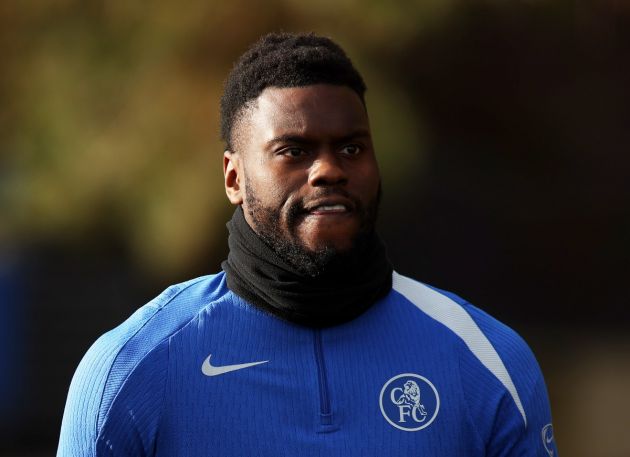 Benoit Badiashile in training with Chelsea