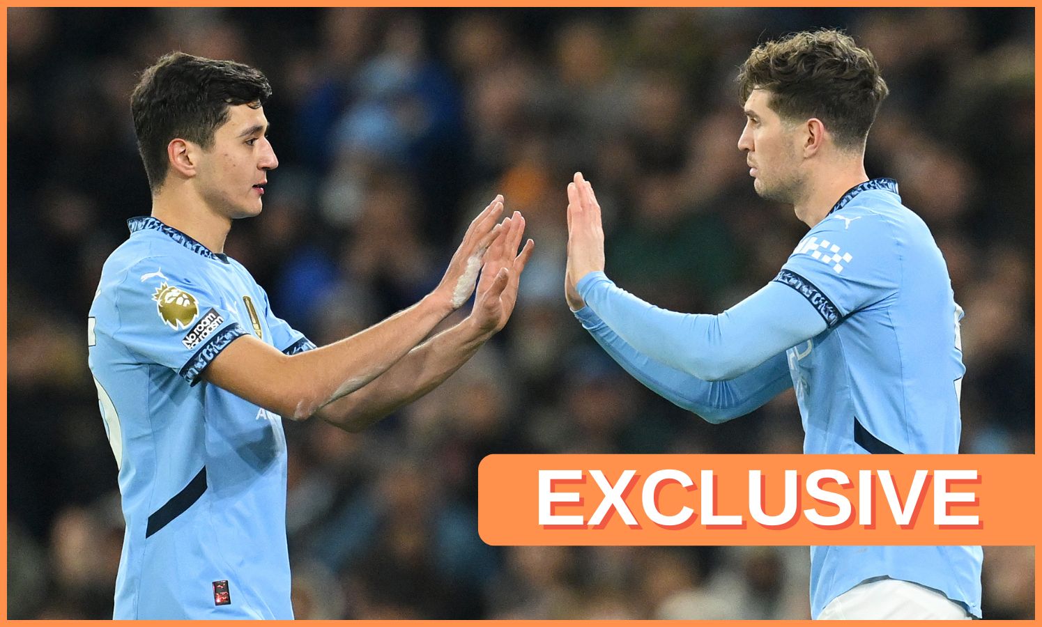 Abdukodir Khusanov of Manchester City is substituted off for John Stones