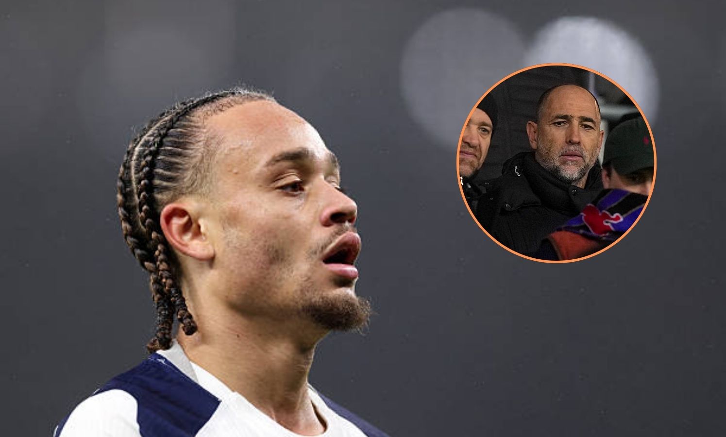 Image of Xavi Simons with overlay of new Spurs boss Igor Tudor