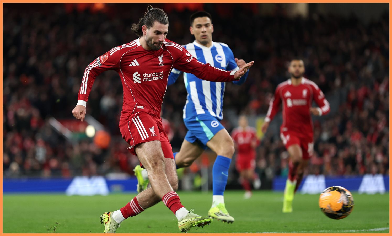 Dominik Szoboszlai scores for Liverpool against Brighton
