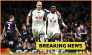 Richarlison celebrates with Tottenham teammate Mohammed Kudus