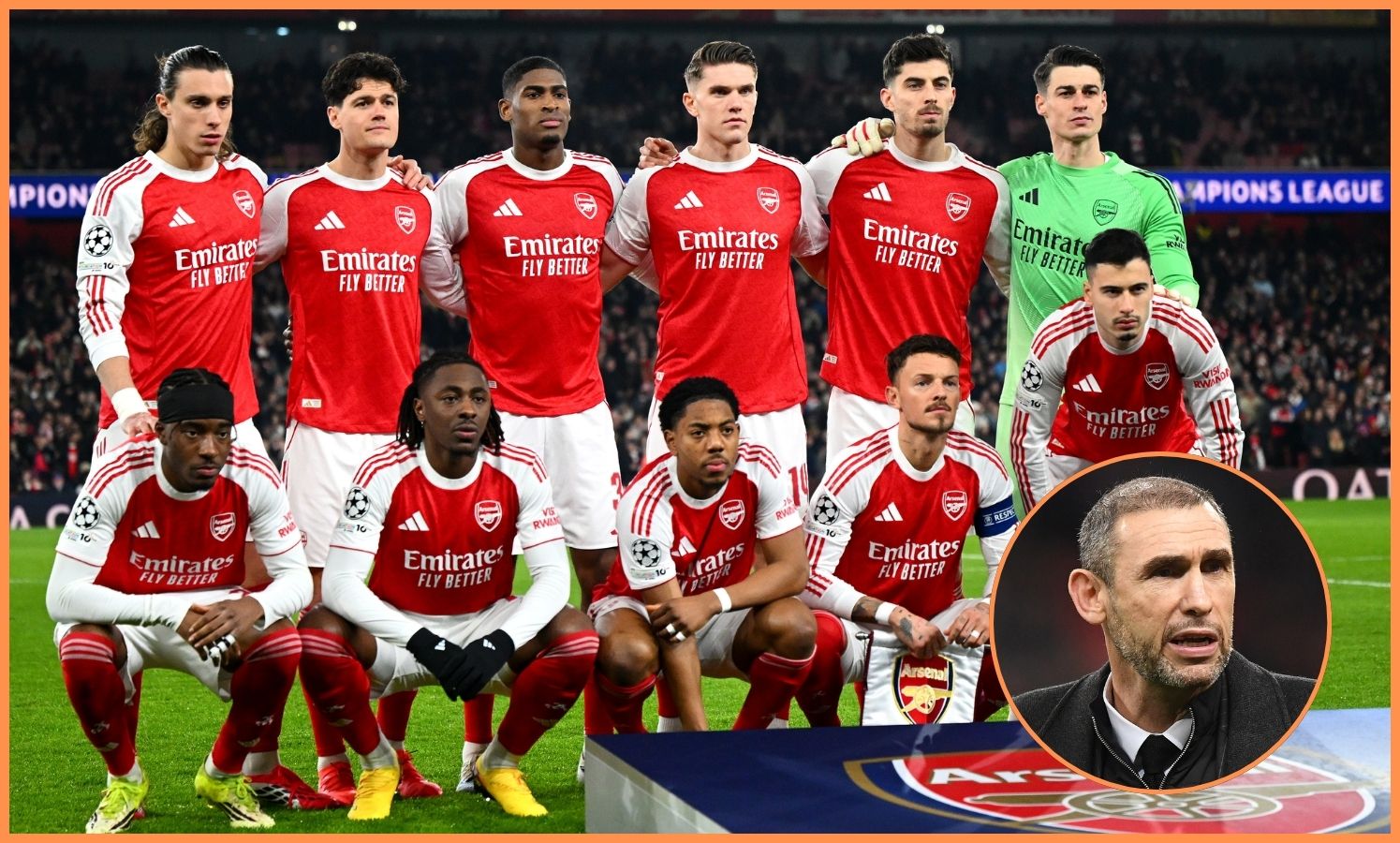 Arsenal players lining up, and Martin Keown