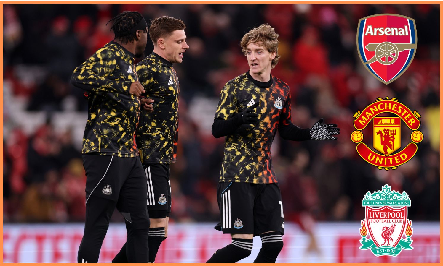Anthony Gordon warming up for Newcastle United