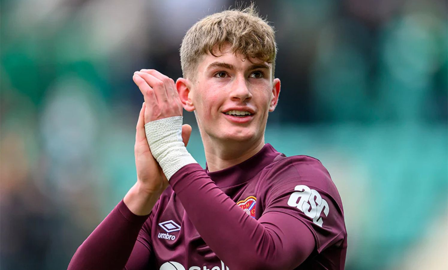 James Wilson applauds the Hearts fans