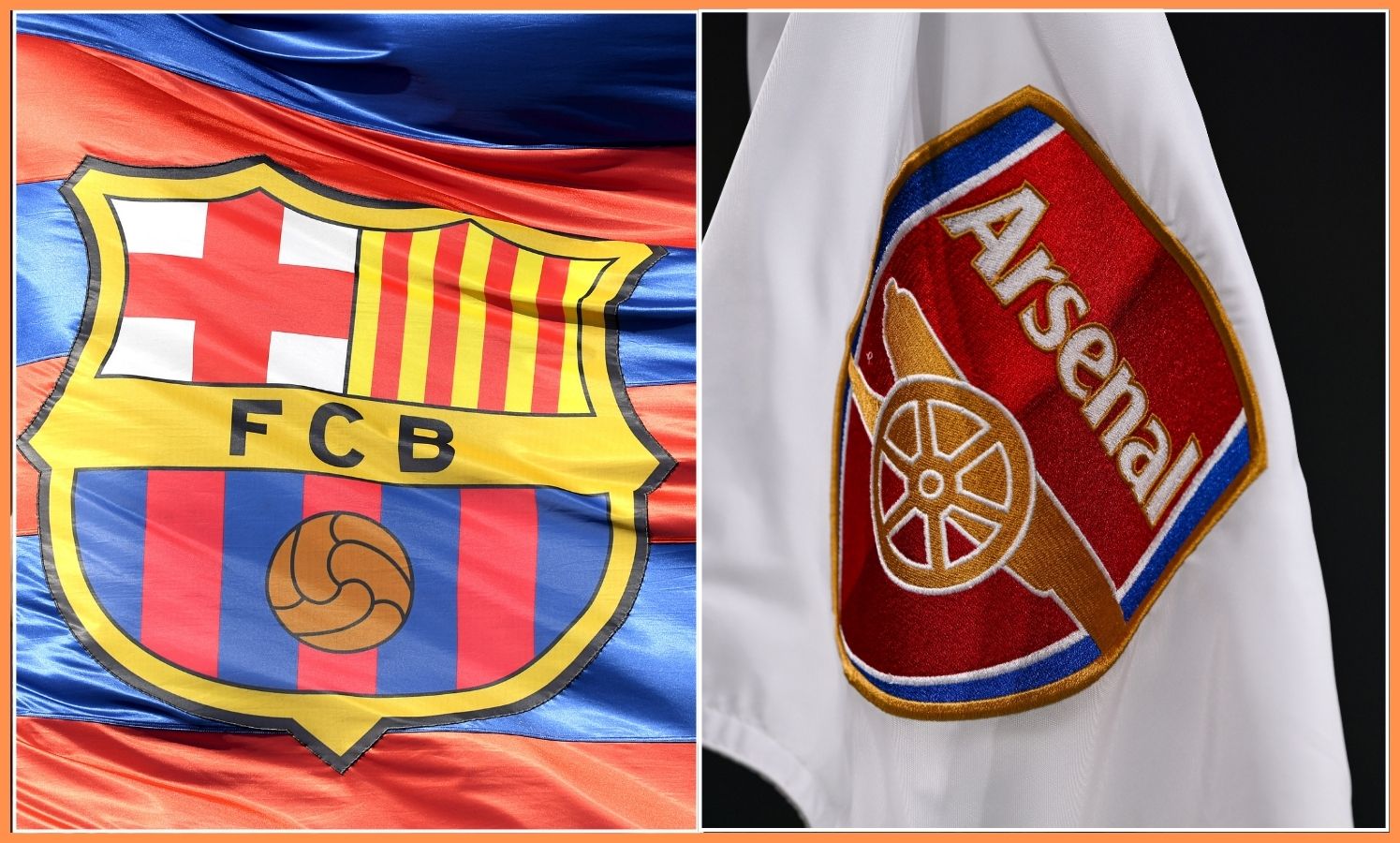 Barcelona and Arsenal flags