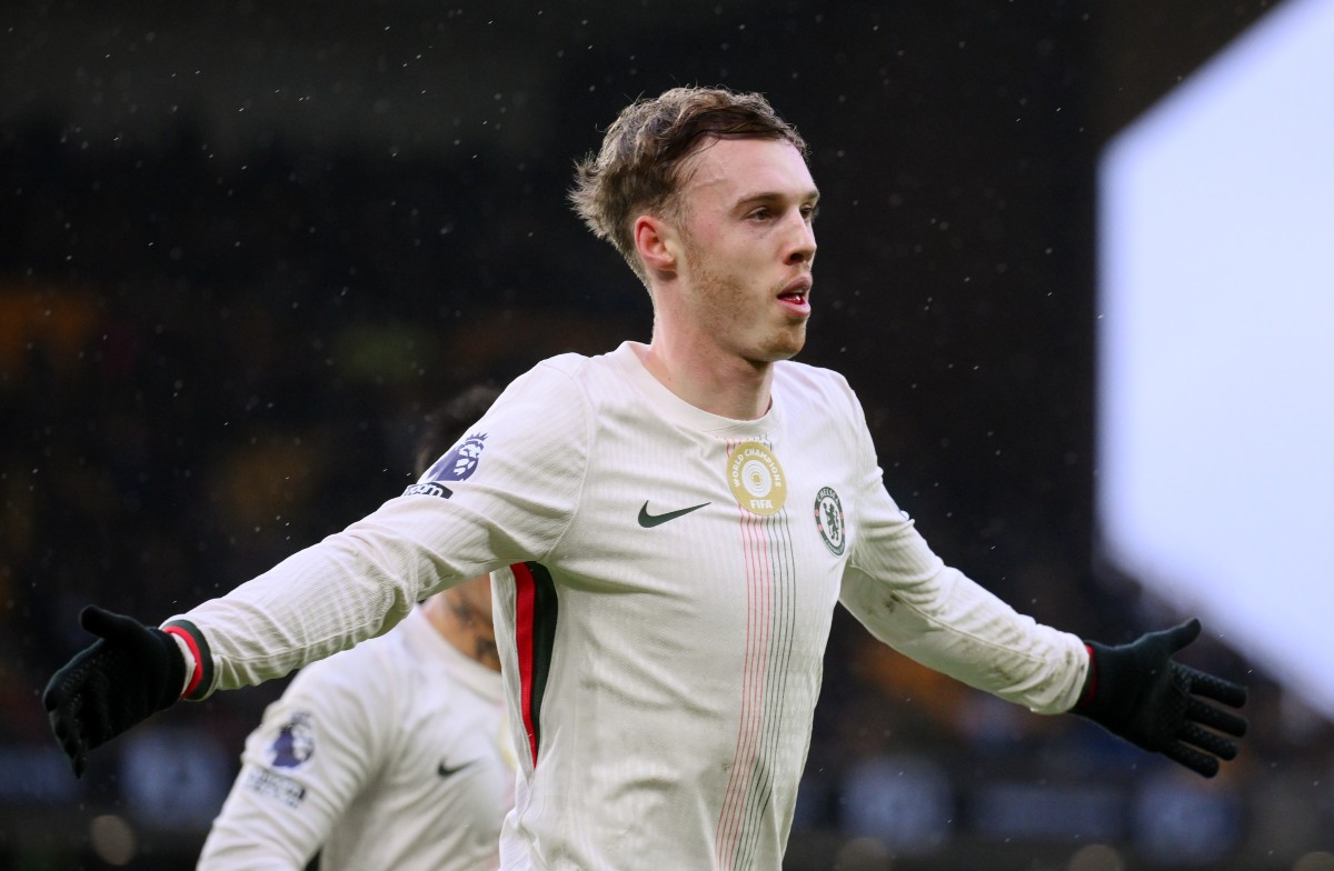 Cole Palmer celebrates scoring for Chelsea against Wolves