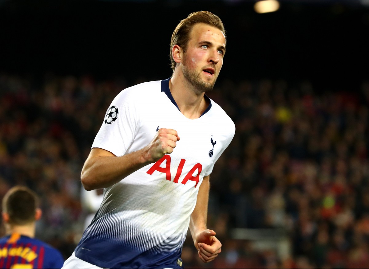 Harry Kane celebrates a goal for Tottenham back in 2018