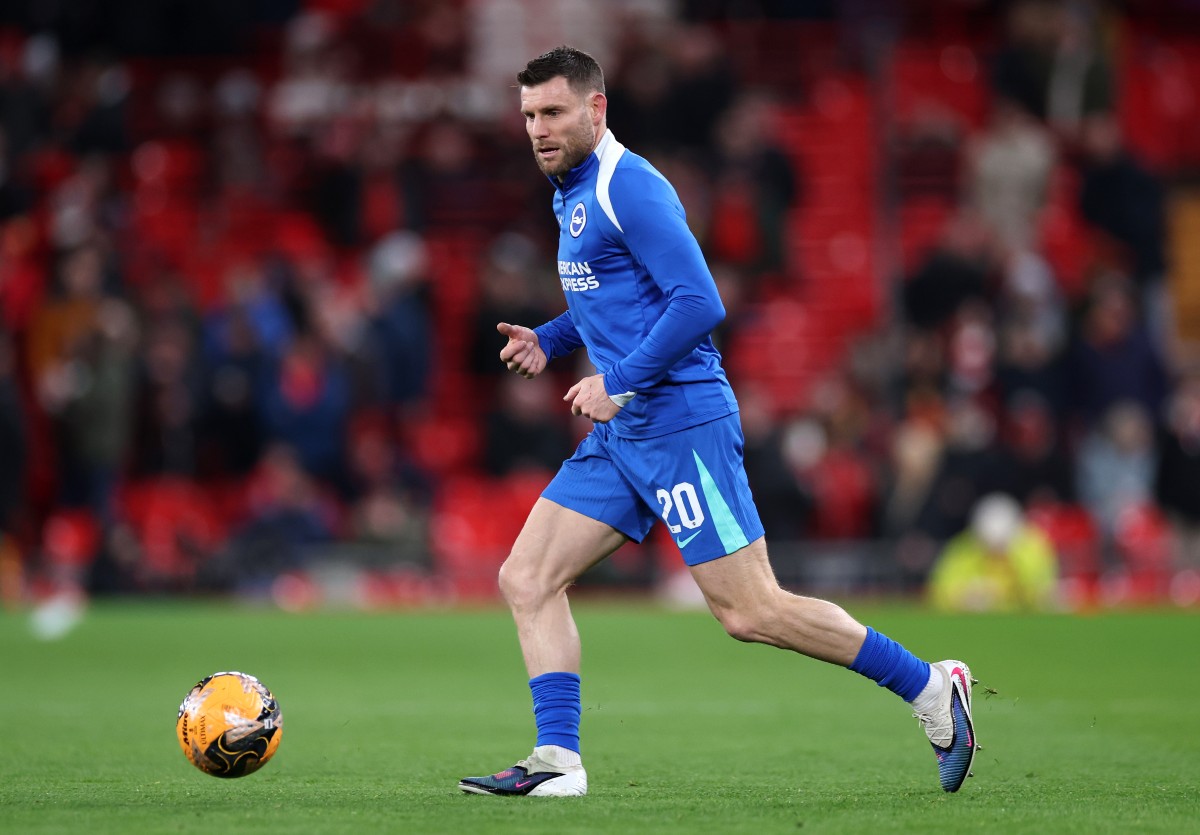 James Milner warming up for Brighton