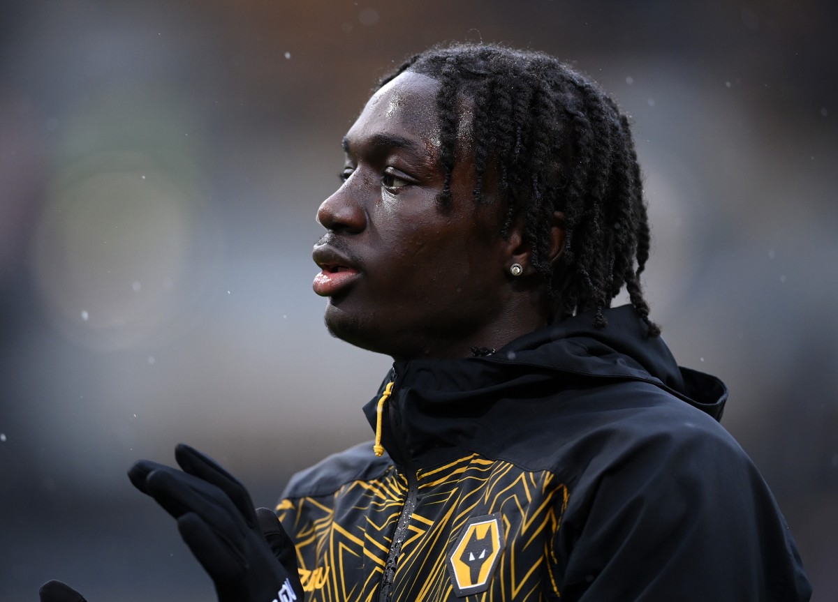 Mateus Mane of Wolves in the pre-match warm-up