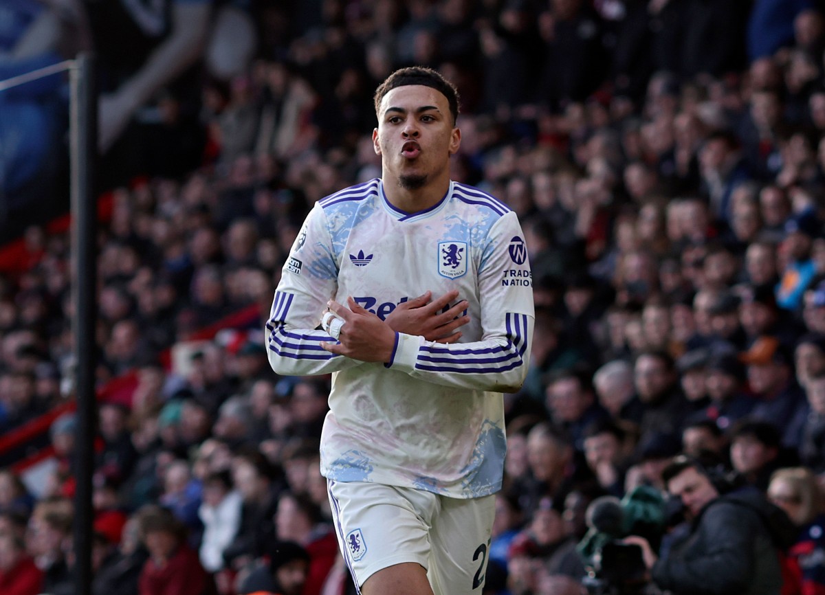 Morgan Rogers celebrates a goal for Aston Villa