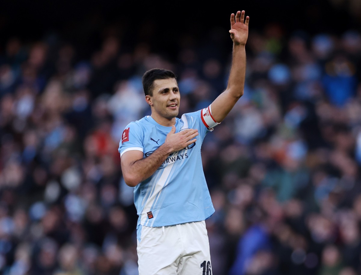 Rodri celebrates a goal for Manchester City