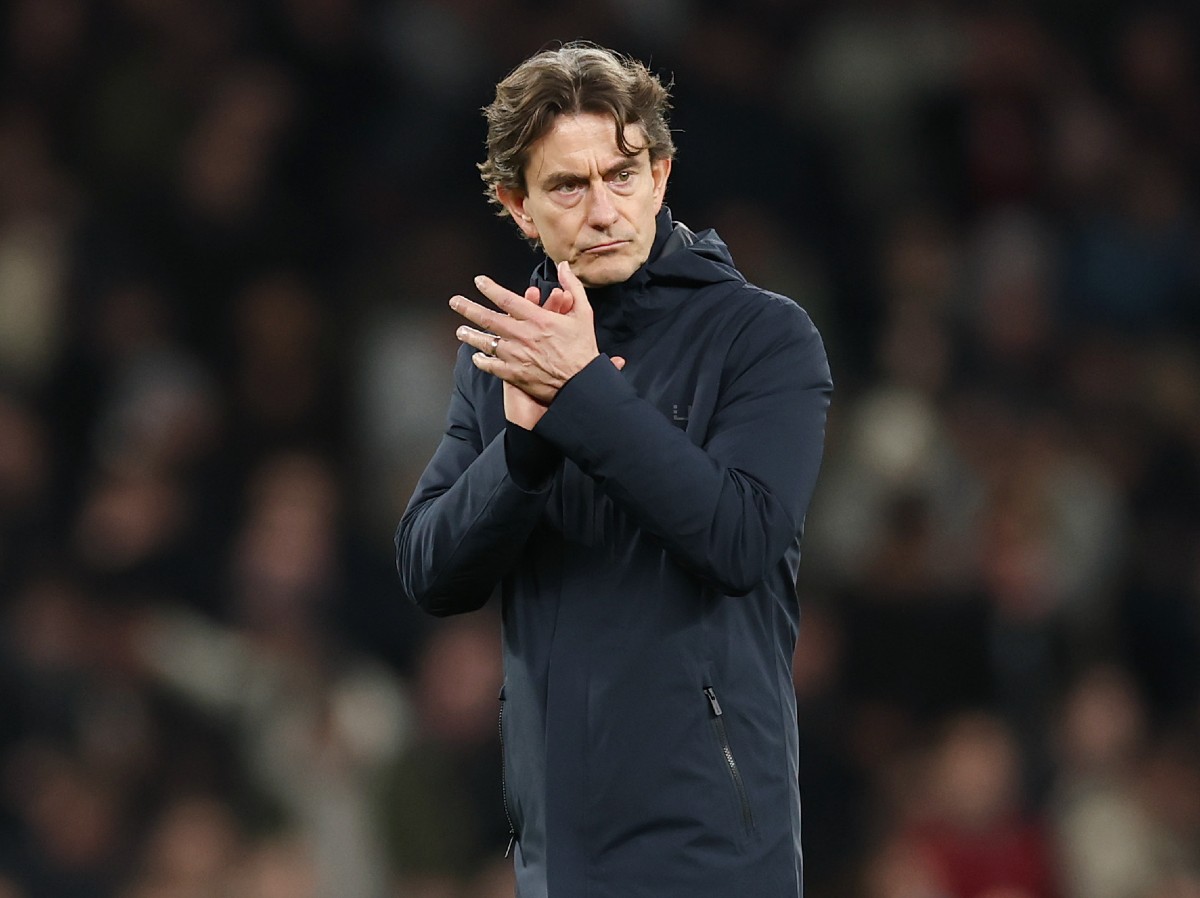 Thomas Frank applauds the Tottenham fans