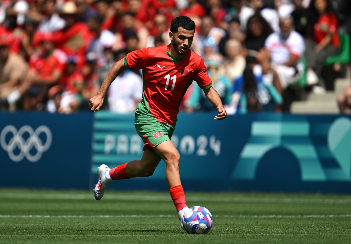 Zakaria El Ouahdi in action for Morocco