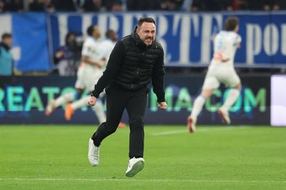 Roberto De Zerbi Head Coach of Olympique de Marseille celebrates the second goal of his team during the Ligue 1 McDonald's match between Olympique de Marseille and RC Lens at Stade Velodrome on January 24, 2026 in Marseille, France.