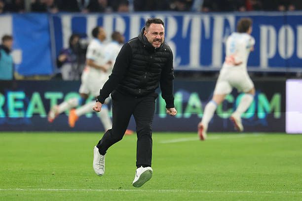 Roberto De Zerbi Head Coach of Olympique de Marseille celebrates the second goal of his team during the Ligue 1 McDonald's match between Olympique de Marseille and RC Lens at Stade Velodrome on January 24, 2026 in Marseille, France.