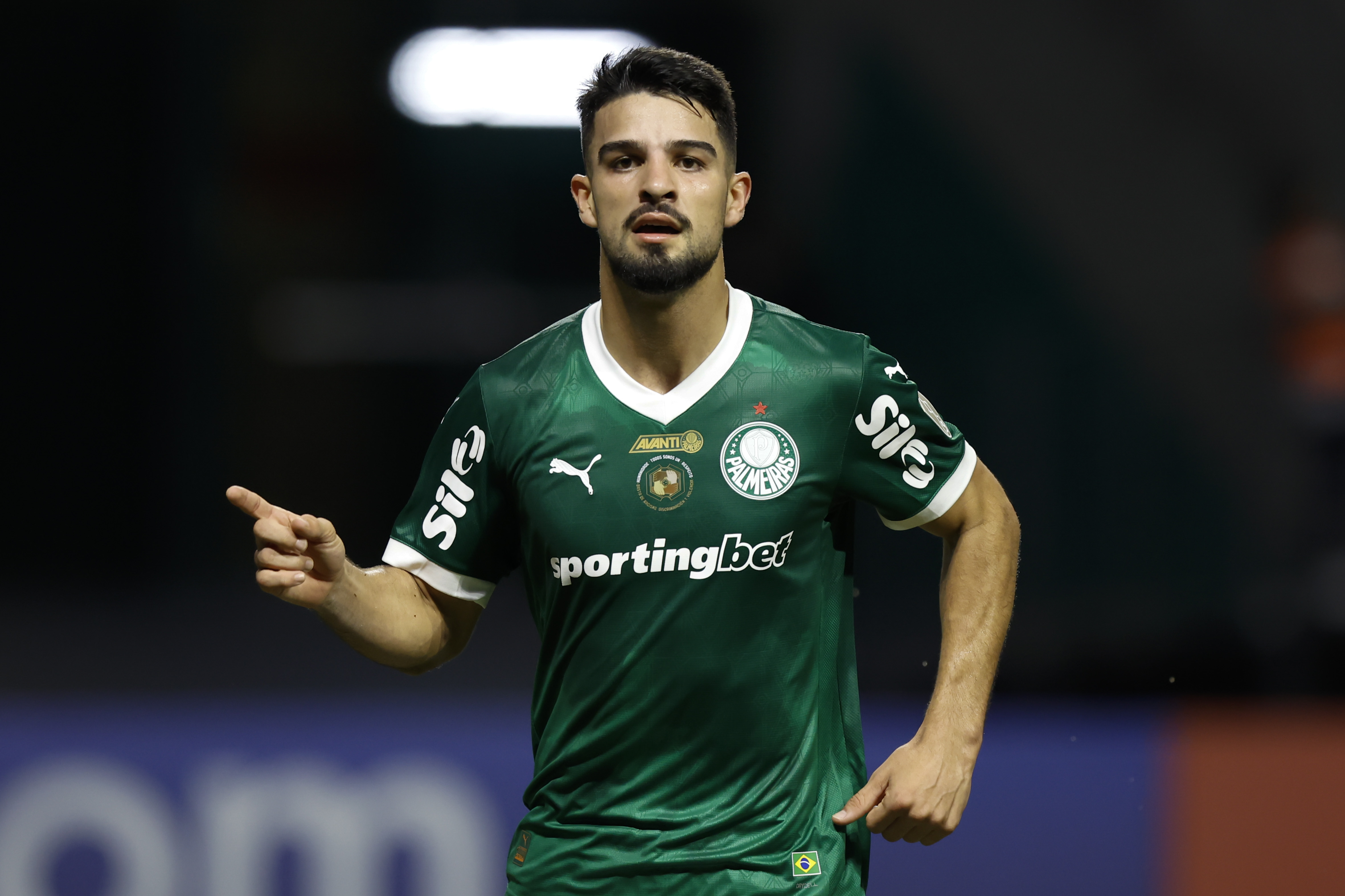 Flaco López of Palmeiras celebrates after scoring