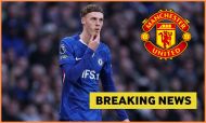 Cole Palmer, Manchester United logo, and 'breaking news' banner