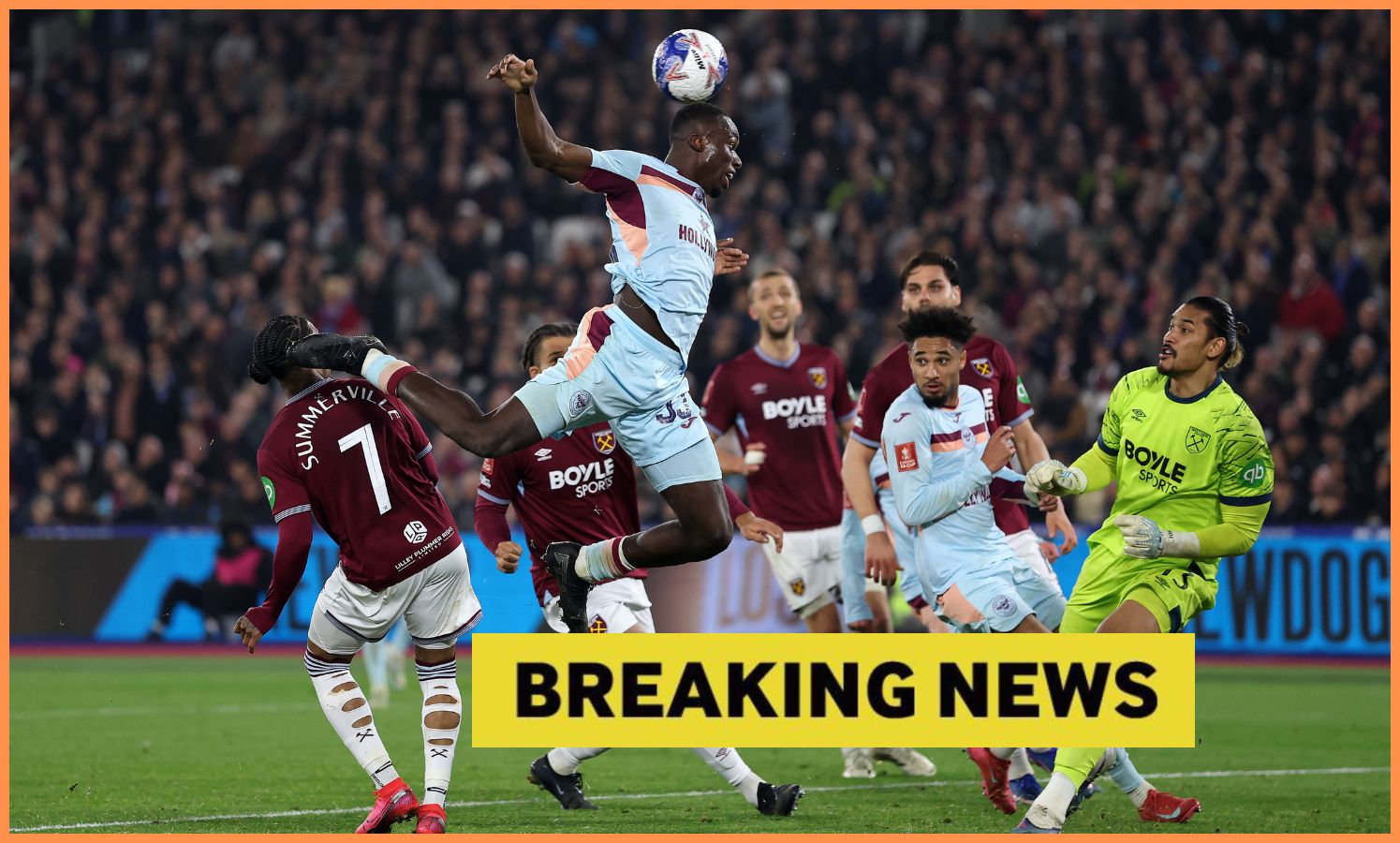 Crysencio Summerville in action for West Ham against Brentford