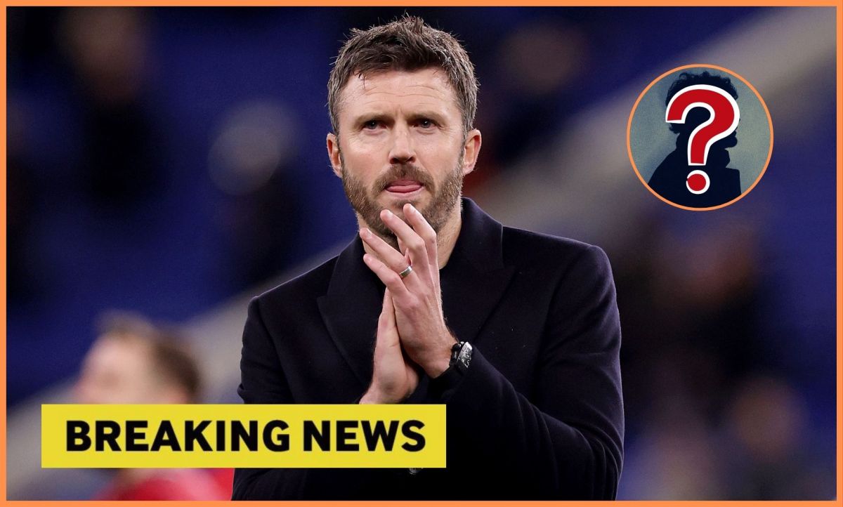 Michael Carrick with overlay of mystery player and breaking news