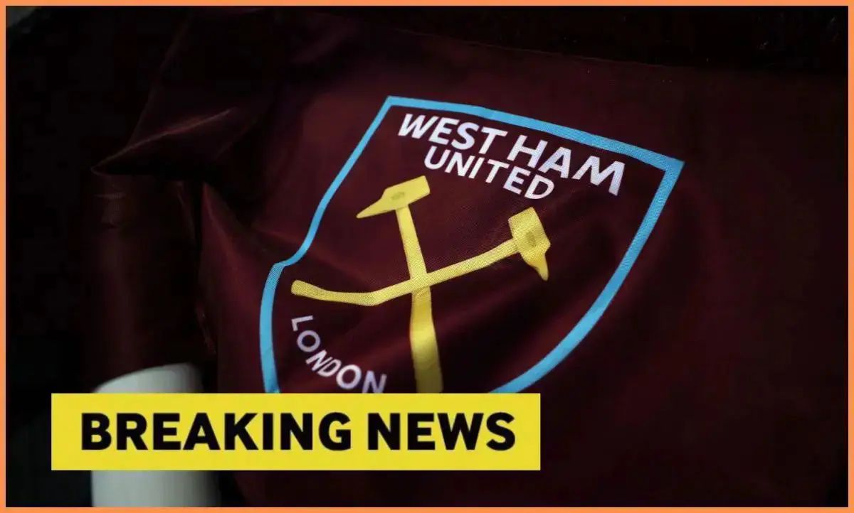West Ham flag with breaking news banner