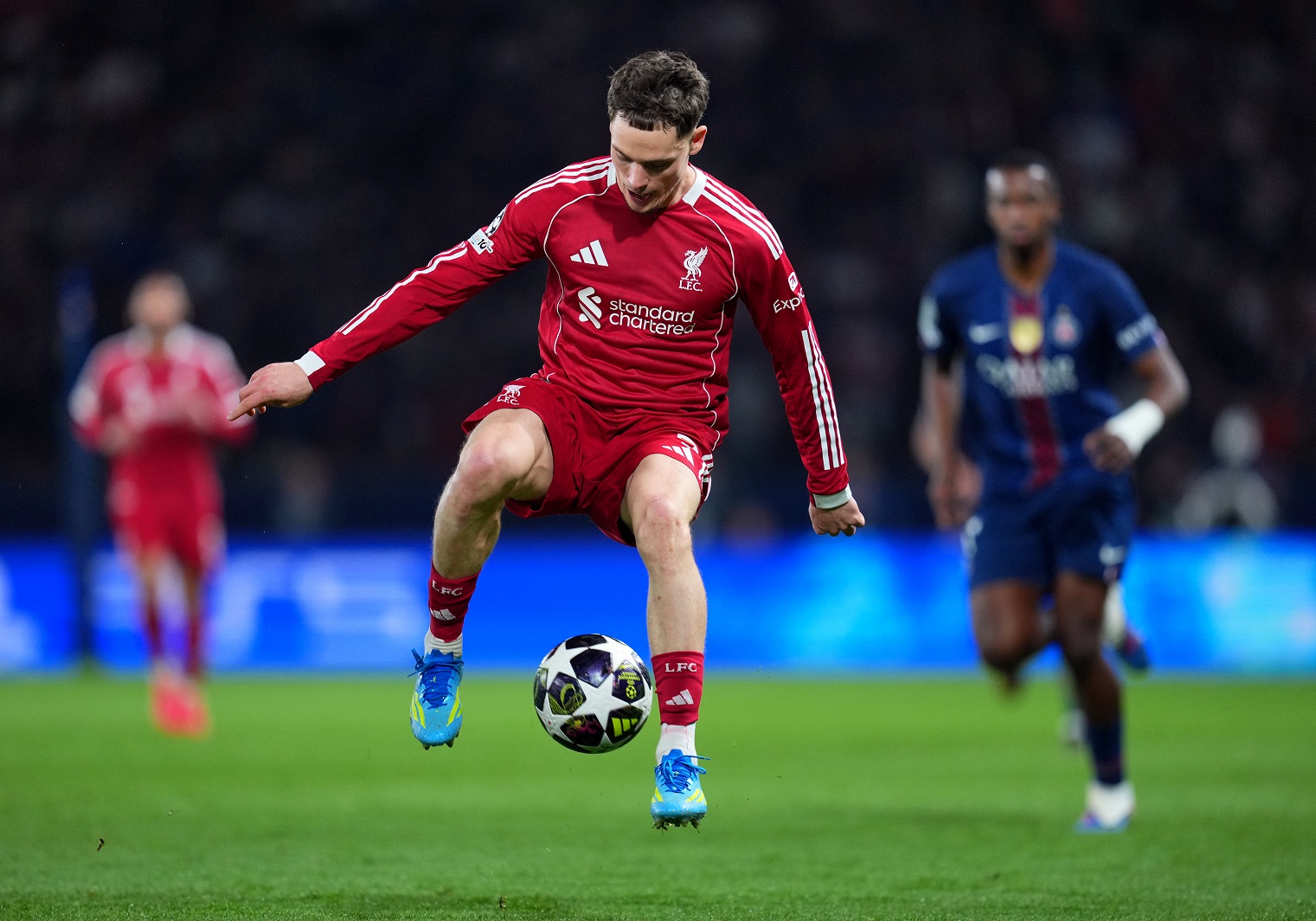 Florian Wirtz of Liverpool controls the ball