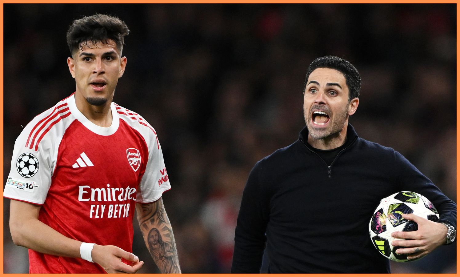 Mikel Arteta and Piero Hincapie