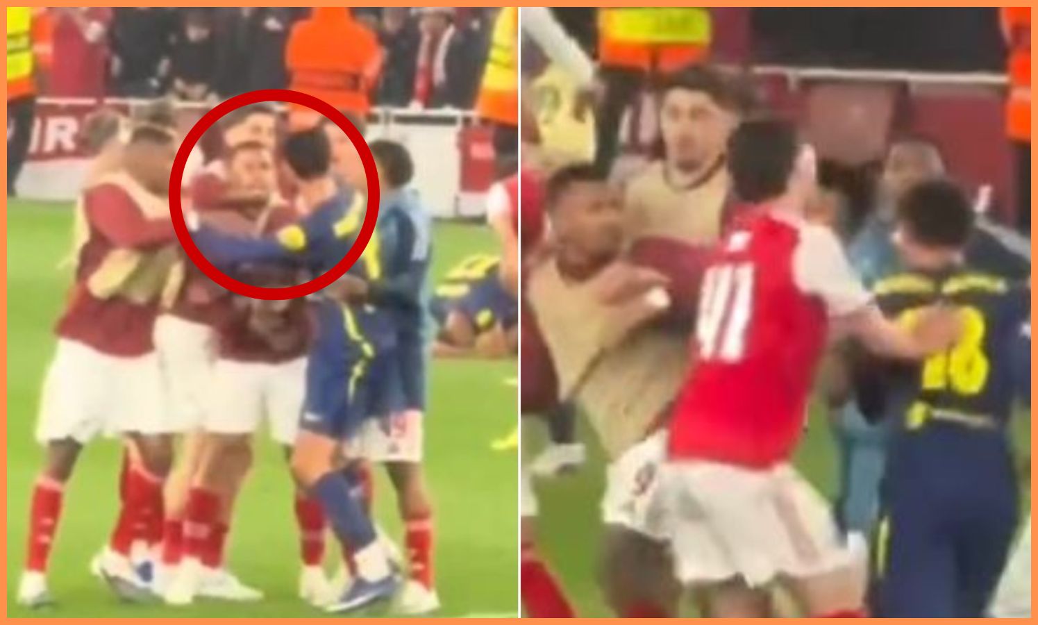 Gabriel Jesus and Marc Pubill clash after Arsenal vs Atletico Madrid