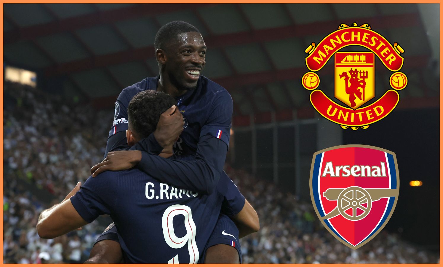 Goncalo Ramos and Ousmane Dembele celebrate