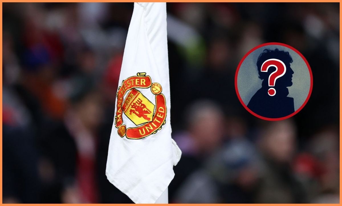 Man United flag with mystery man overlay