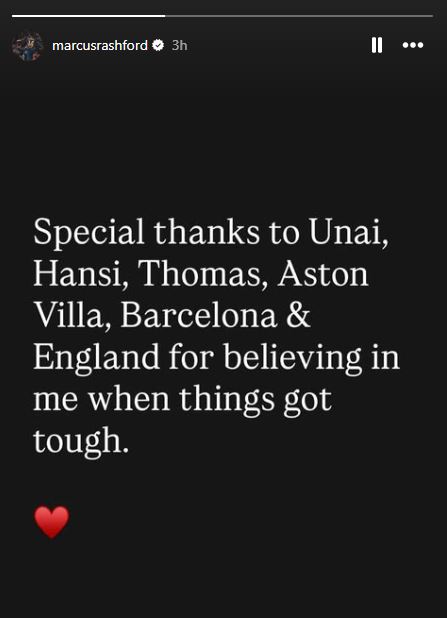 Marcus Rashford's Instagram post