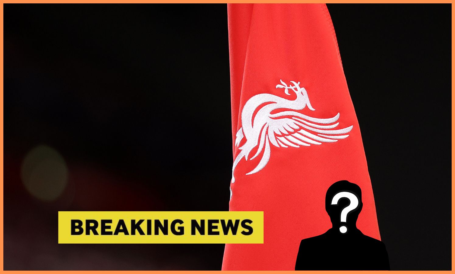 Bandeira de canto do Liverpool FC e faixa de notícias de última hora