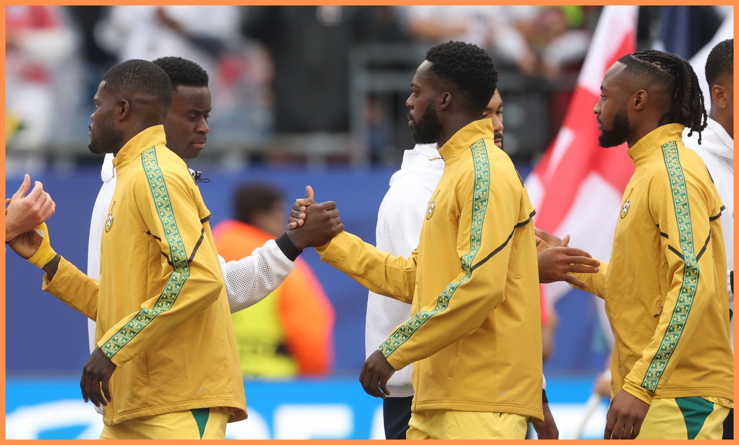 England and Ghana players shaking hands before their World Cup 2026 game