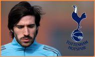 Sandro Tonali and Tottenham logo