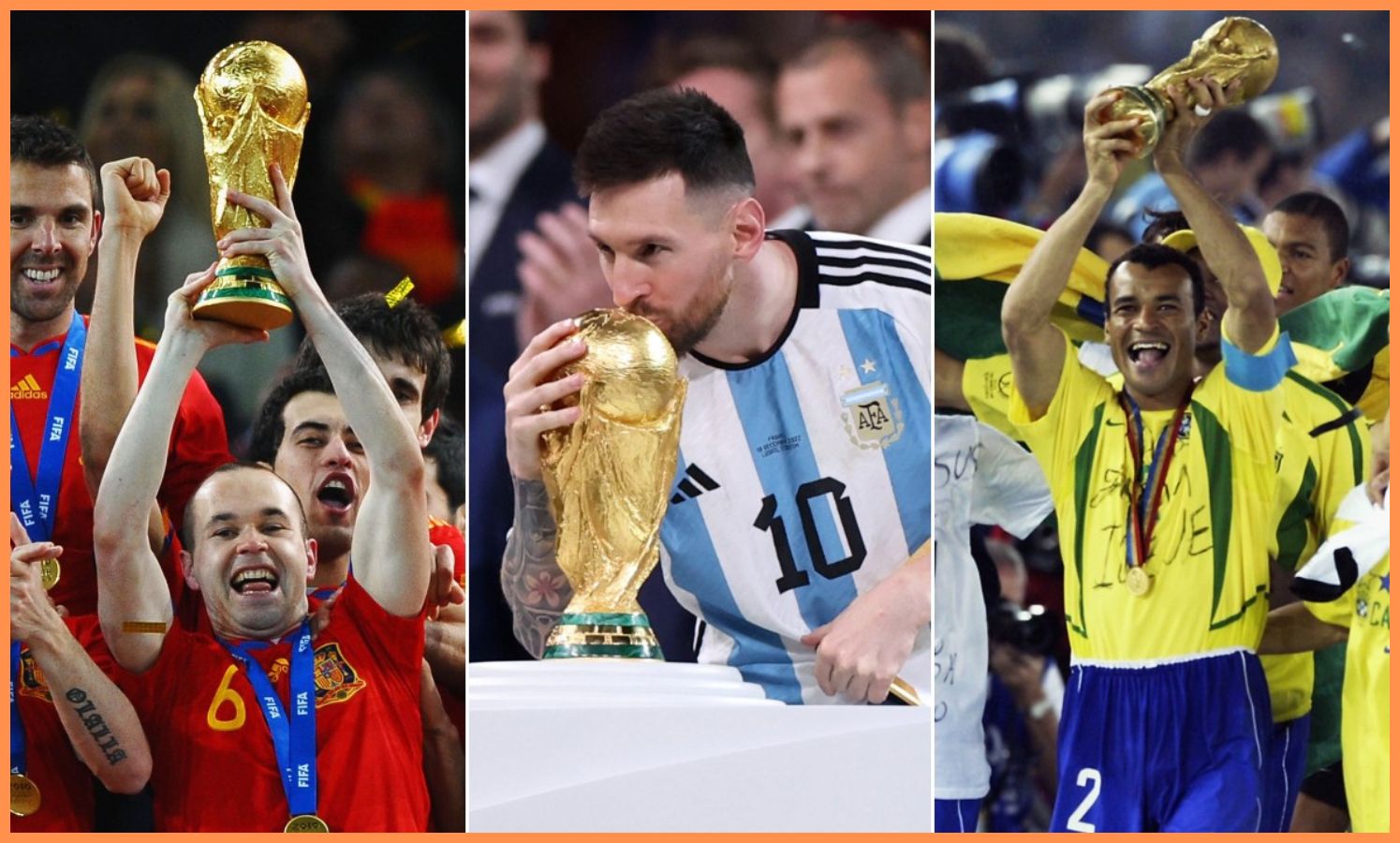 Andres Iniesta, Lionel Messi, Kafu com a Copa do Mundo