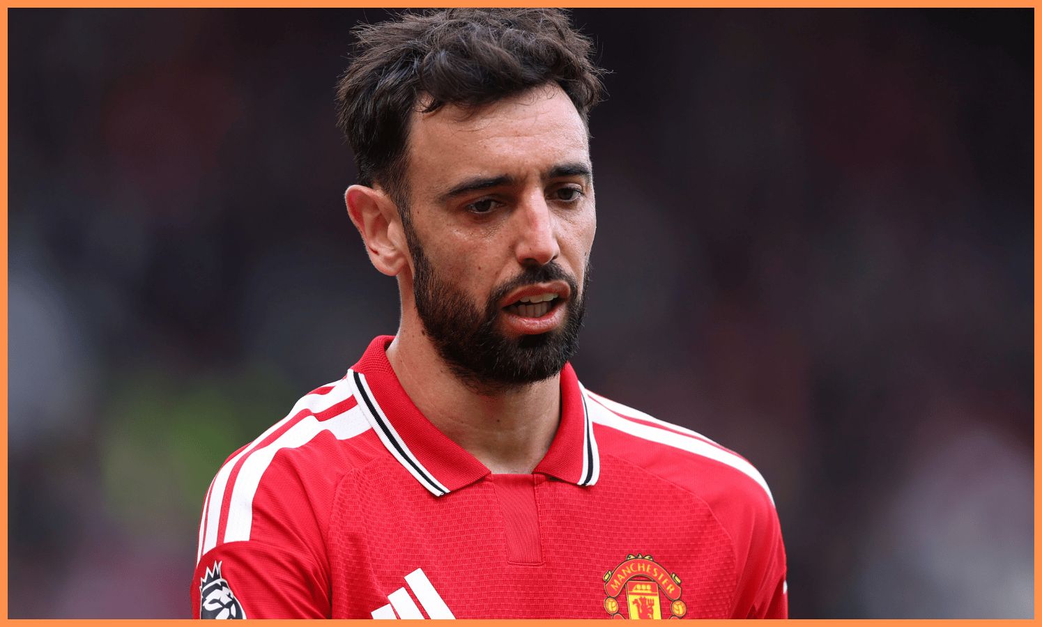 MANCHESTER, ENGLAND - MAY 17: Bruno Fernandes of Manchester United during the Premier League match between Manchester United and Nottingham Forest at Old Trafford on May 17, 2026 in Manchester, England.