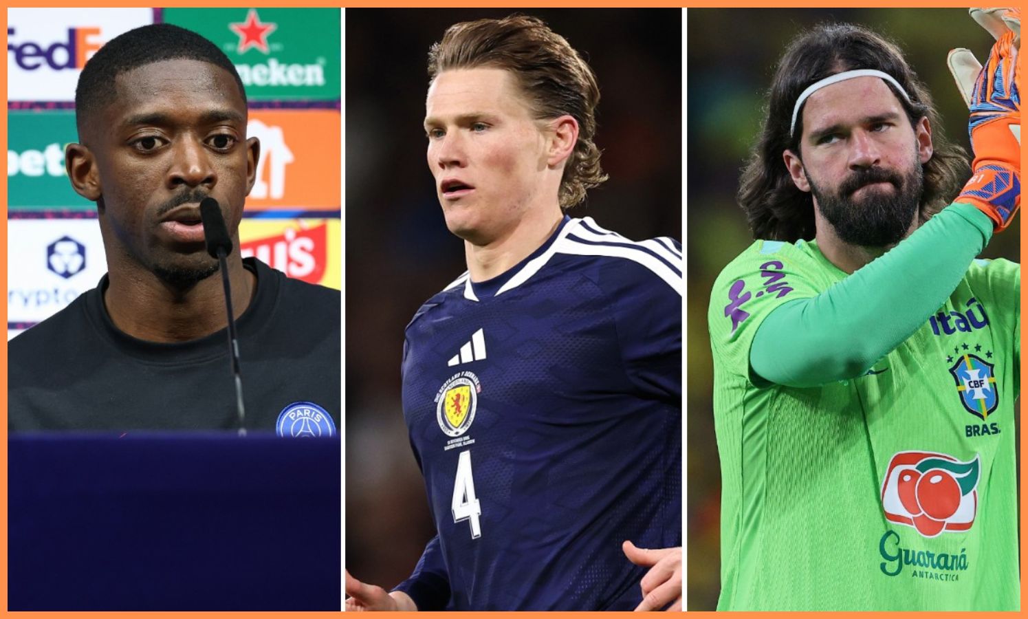 Ousmane Dembele, Scott McTominay, and Alisson