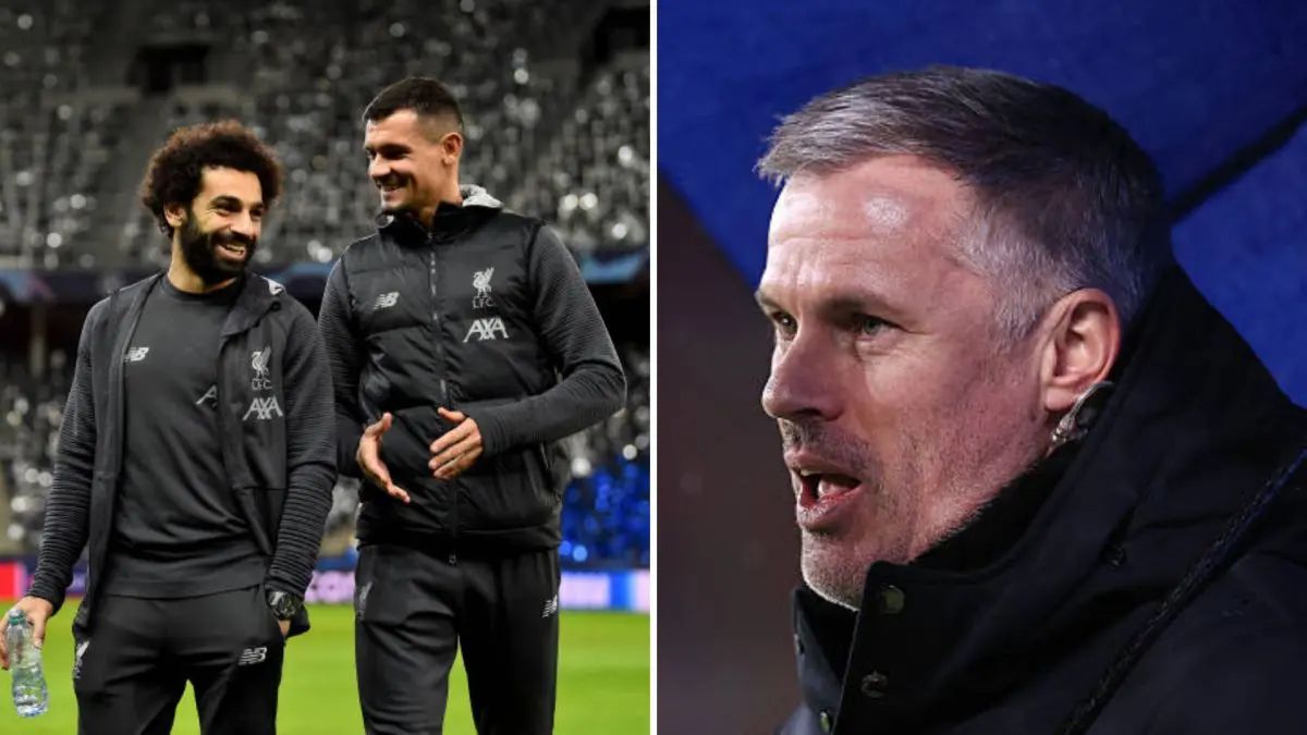 Dejan Lovren and Mohamed Salah, split image, Jamie Carragher