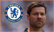 Xabi Alonso and the Chelsea logo