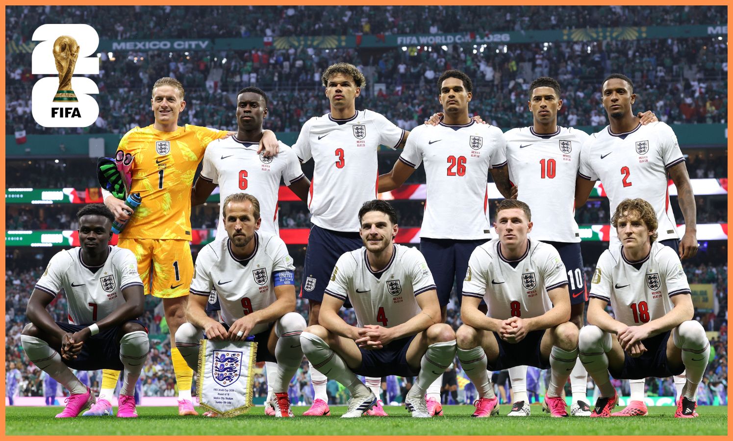 England players lining up at the World Cup