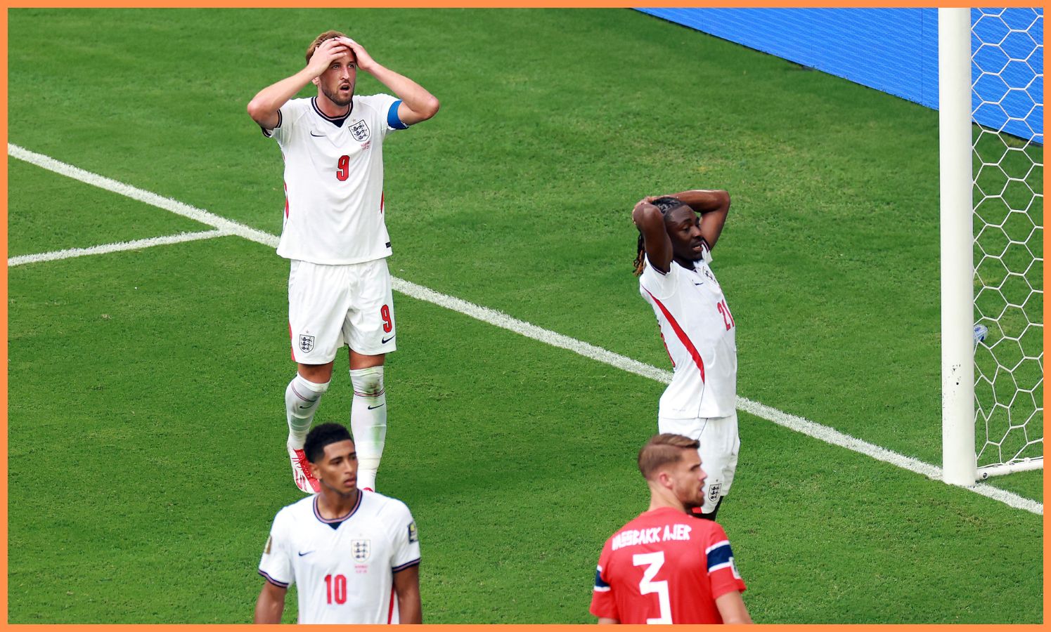 England players react during World Cup clash vs Norway